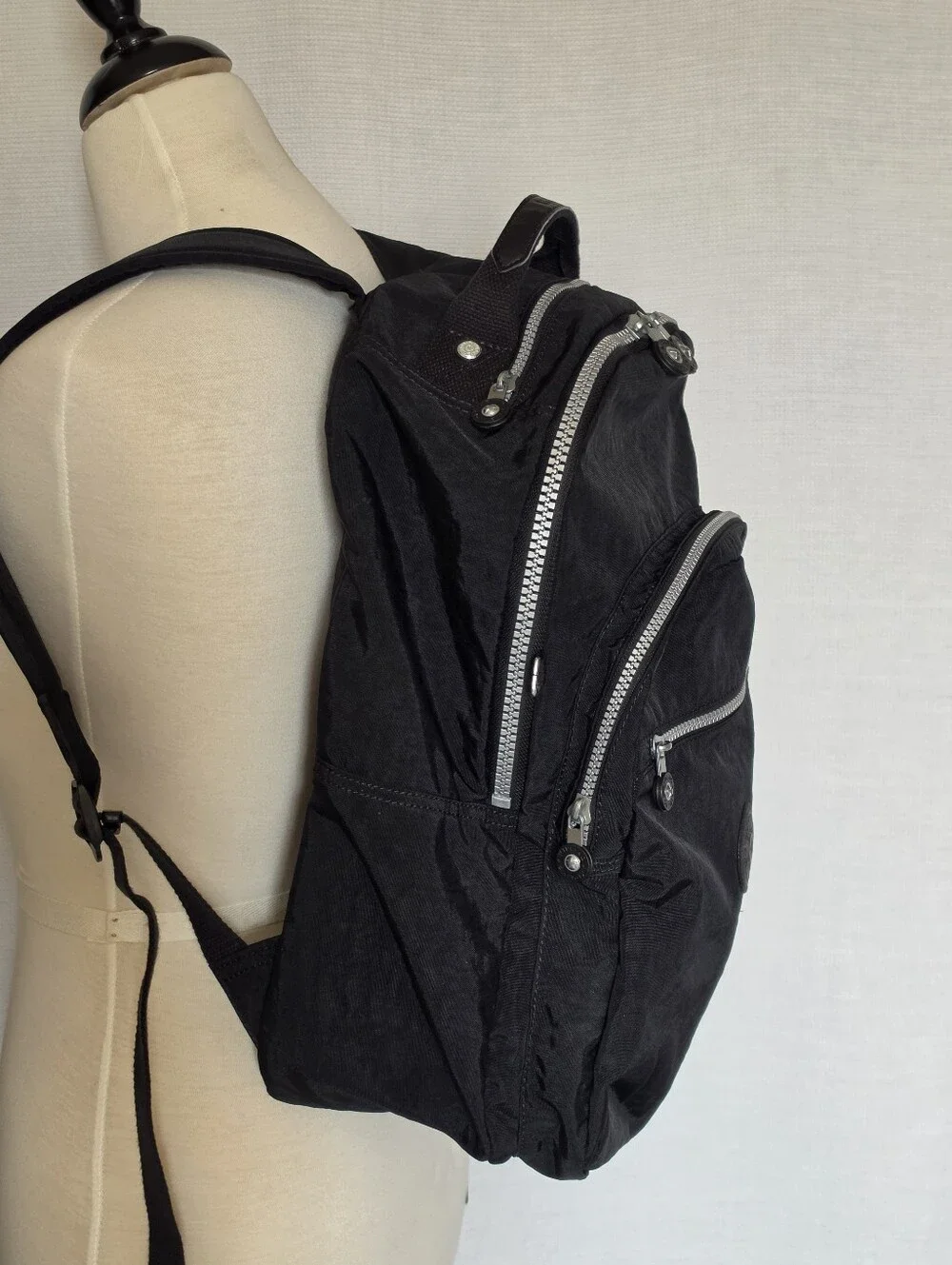 Kipling Black Nylon Synthetic Live Light Backpack Holds Laptop / Note Book